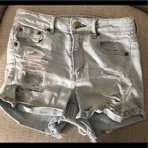 American Eagle High Waisted Shorts- light wash